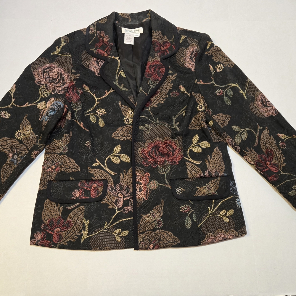 Coldwater Creek Floral Black Jacket